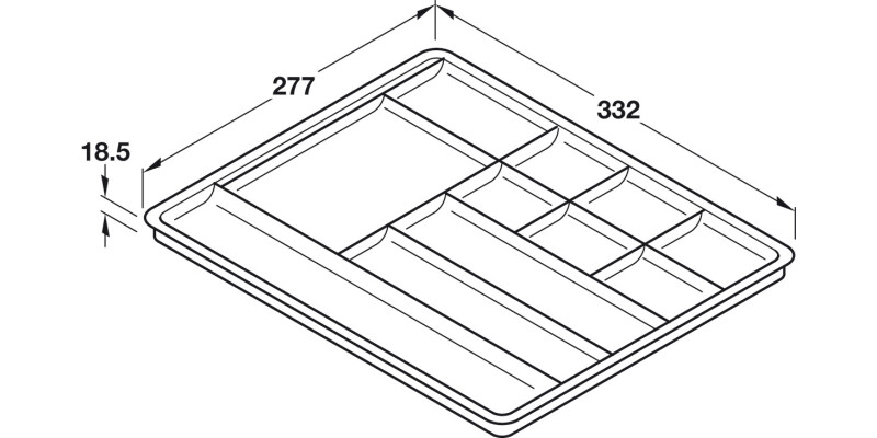 Pen Tray w 11 Comp 332x277x18.5mm Pl Ant
