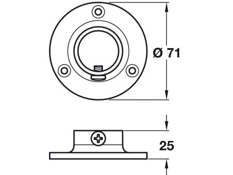 D38mm Wall Flange Socket Brs PC