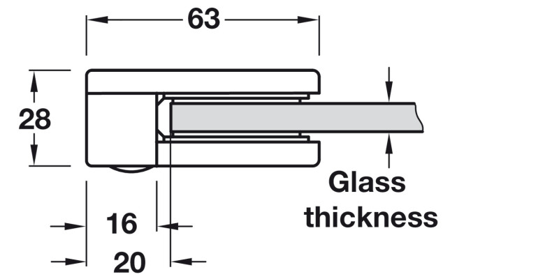Glass Holder 63x28mm ZA PVD SS Col