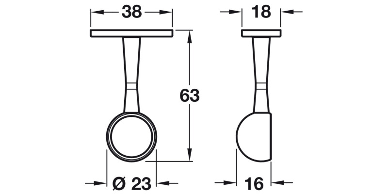 W/Robe Rail D19mm End Bracket White