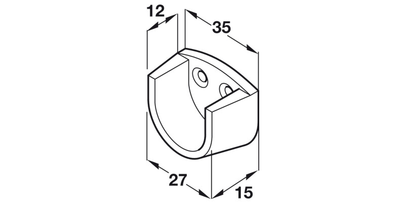 W/Robe Rail (Rnd) End Supp 20mm White