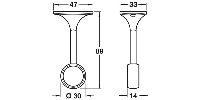 W/Robe Rail D25mm Deluxe Cent Brkt White