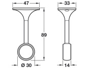W/Robe Rail D25mm Deluxe Cent Brkt White