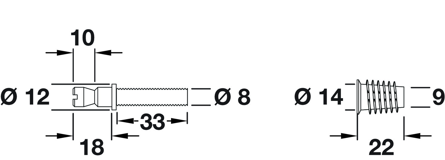 M8x95mm B2B Fixings St Set - Timber Drs