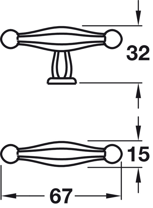 Regency T Knob ZA Ant Brz 67x32mm