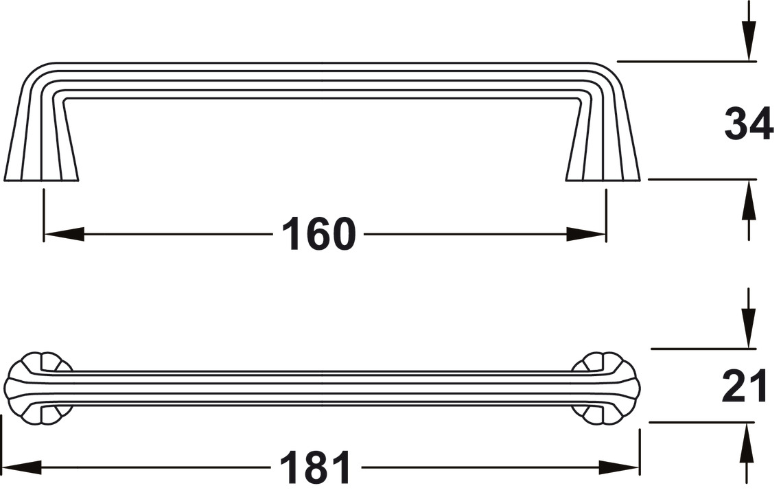 Scallop Pull Hdl ZA Mt.Brs Eff 160mm cc