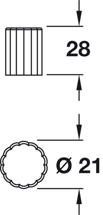 Scallop Rd Knob ZA Titanium Eff D21x28mm
