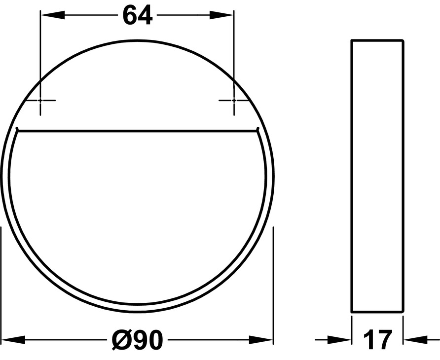 Bau Hdl ZA Matt Blk D90x17mm