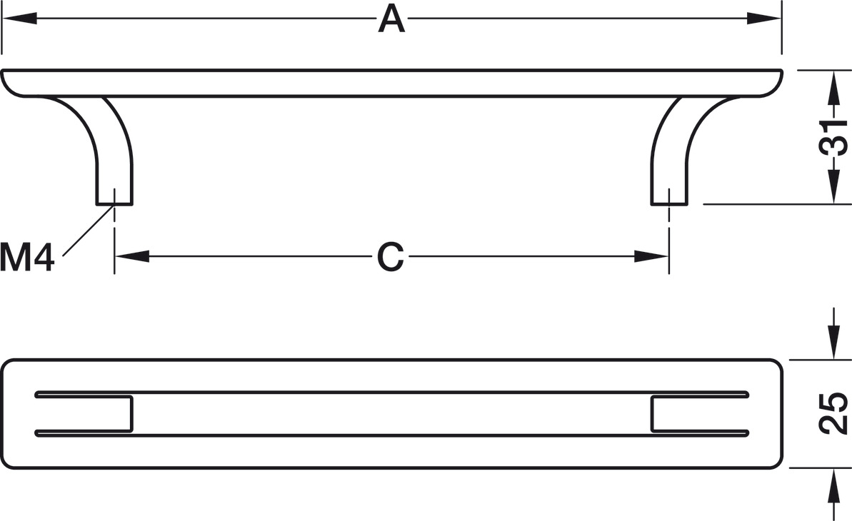 Inverto Pull Hdl ZA Matt Blk 192mm cc