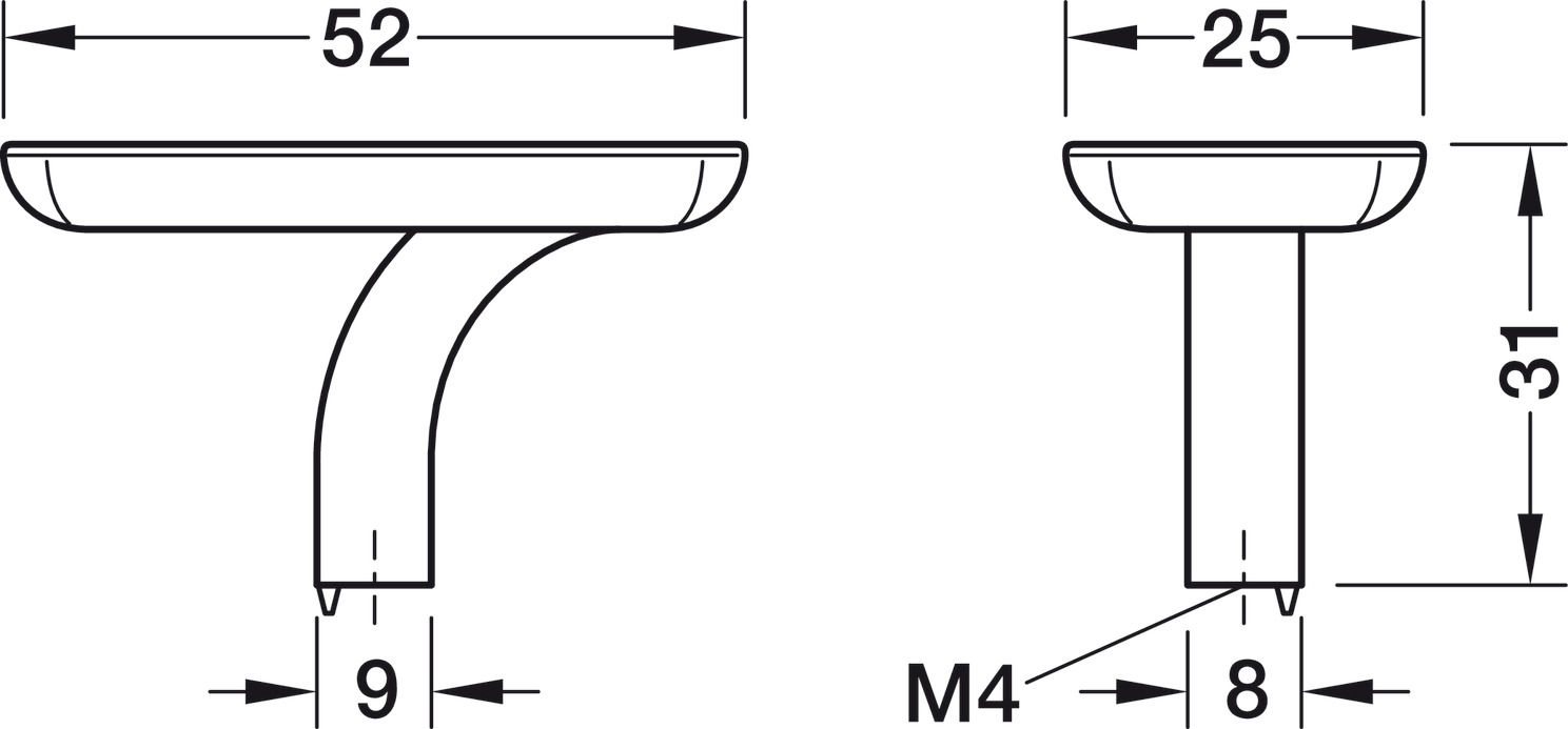 Inverto Knob Hdl ZA Bru Nickel 52x31mm