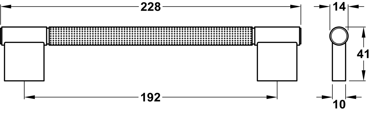 Point Pull Hdl Alu T.Blk 192mm cc