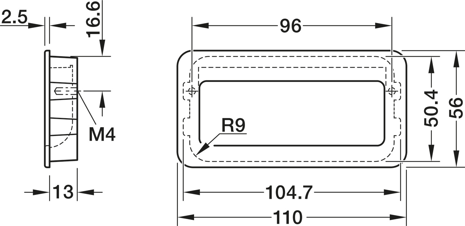 Blavett Inset Hdl ZA 110x56x96mm cc MBlk