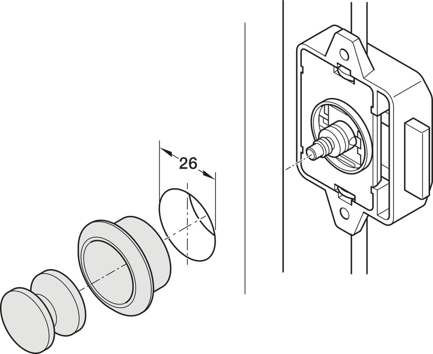 Push Lock Knob D23x19mm Pl Matt Blk 9005