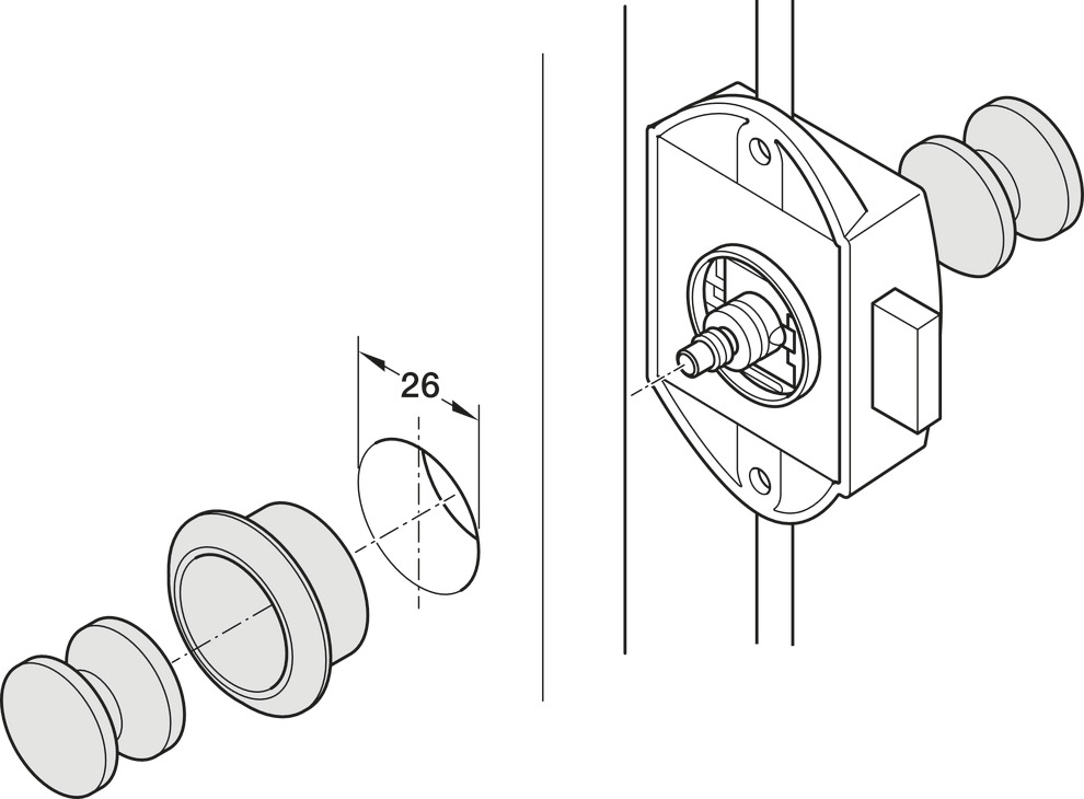 Push Lock Knob D23x19mm Pl Matt Blk 9005