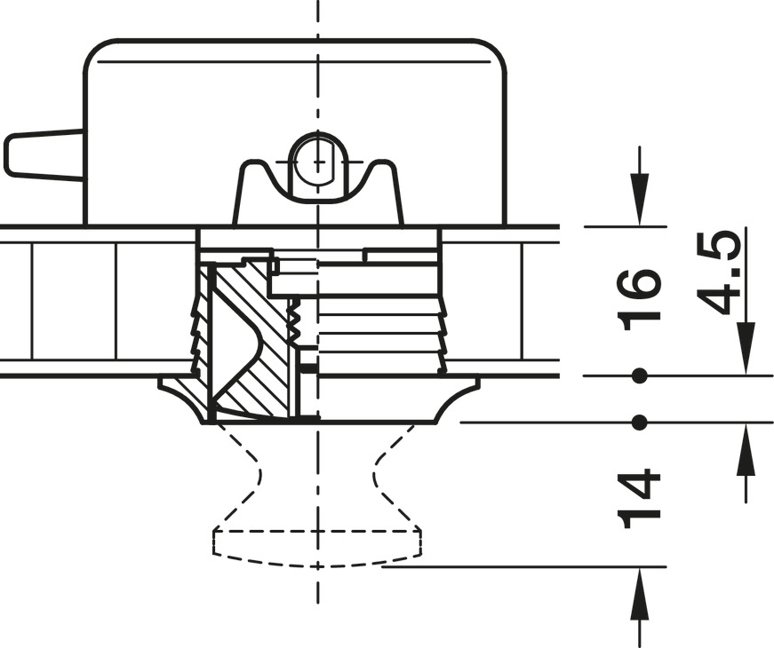 Push-Lock Rosette 16mm Pl Matt Blk 9005