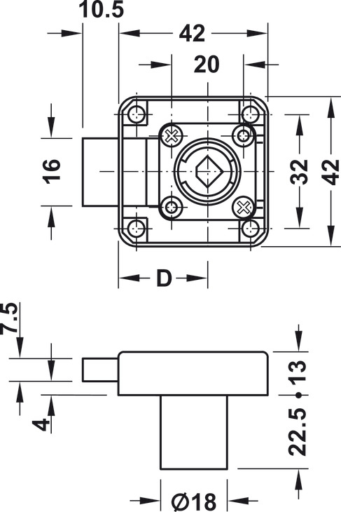 Symo3000 Spbolt Rim Lock 25/22.5mm RH Bl