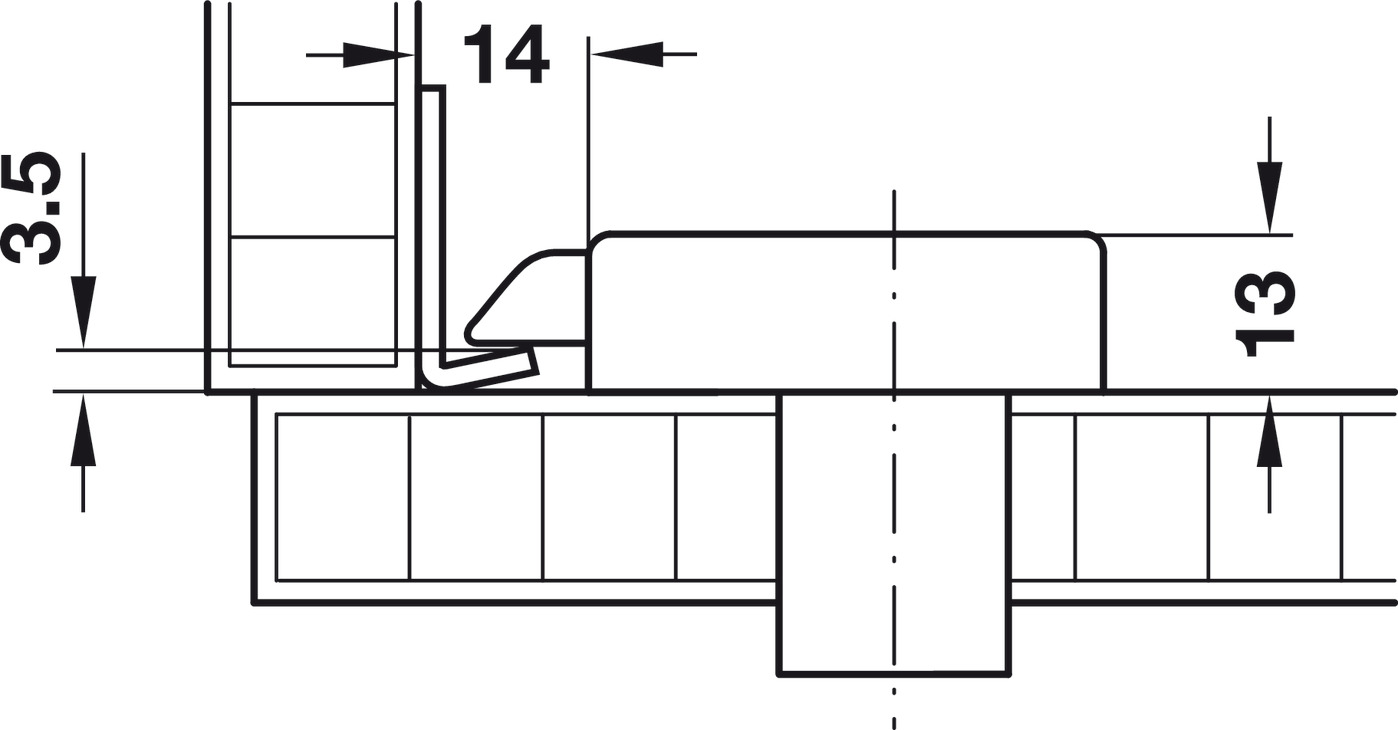 Angled Striking Plate 42x25x10mm Pl Blk