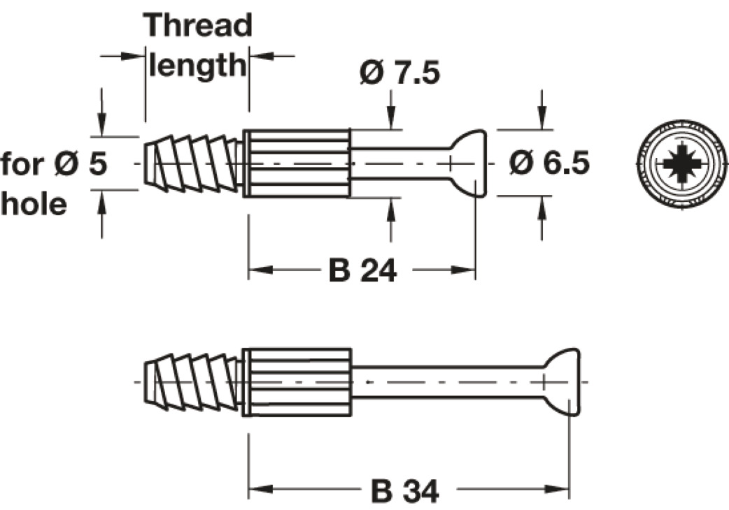 Connect Bolt 5/24 Sp Thread SZP/Pl Blk