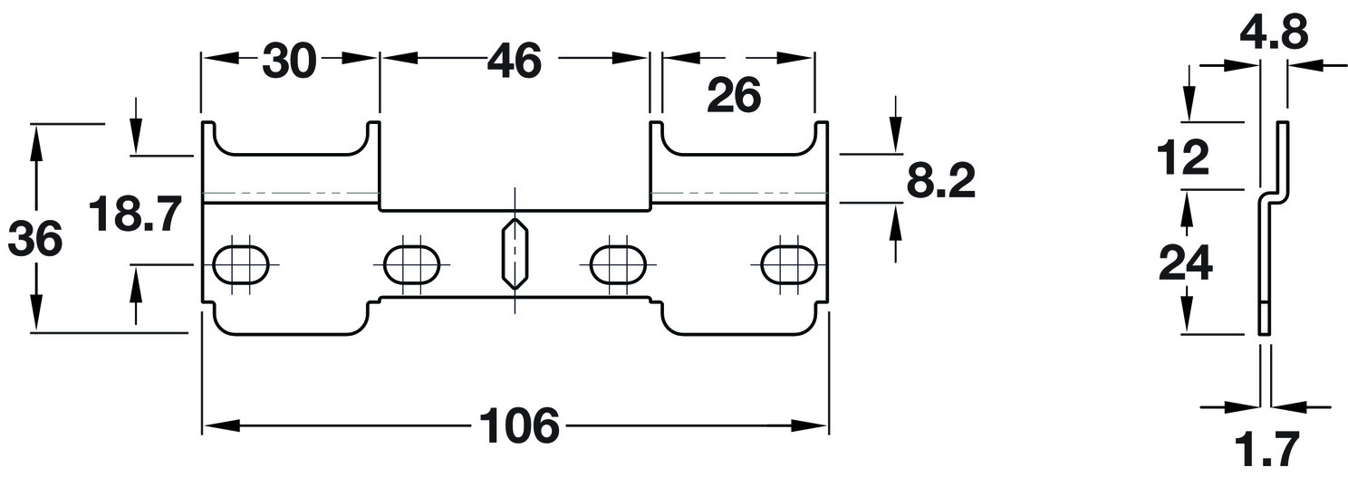 Traser-8 Dbl Wall Mount Plt 106mm B.St