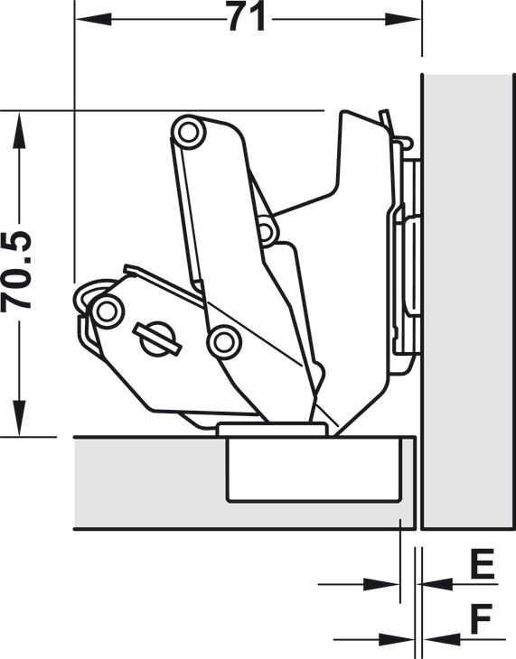 M310 155D Hinge Qck INS 45/9.5 w SC Blk