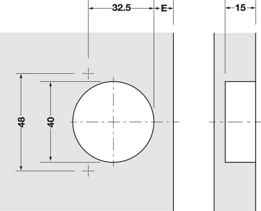 95D Hinge 900mm Dr FO w Spring NP