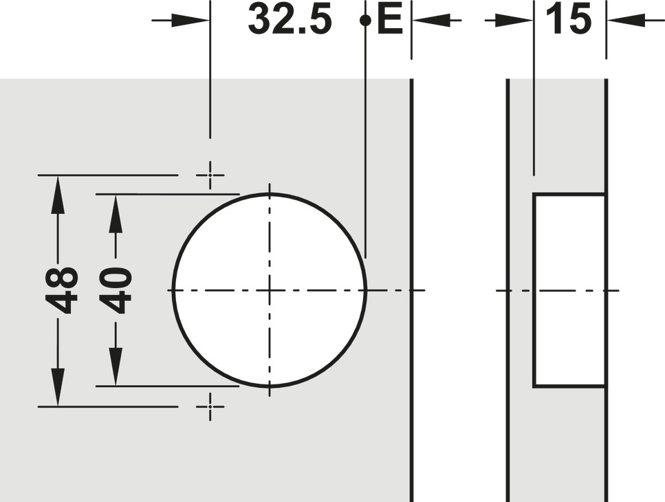95D Hinge 900mm Dr FO w Spring NP Blk