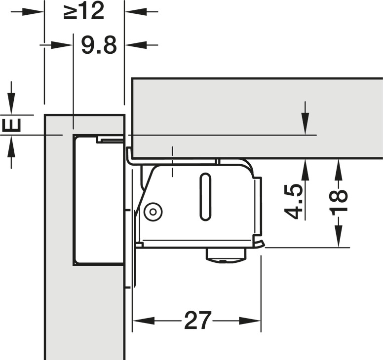 92D Face Frame Hinge Unsprung D26 SF SNP