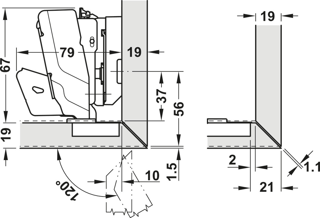 Tiomos 155D Hinge Clk FO Imp w SC NP