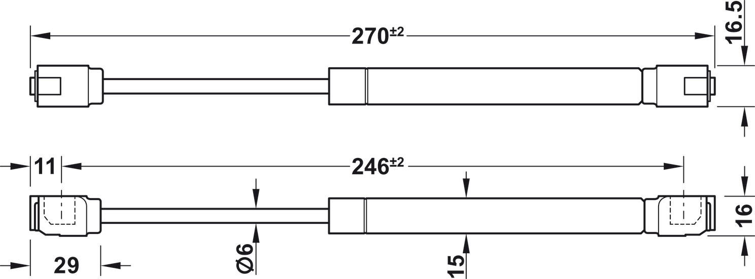 Gas Filled Piston Rods 90-110D SNP 80N