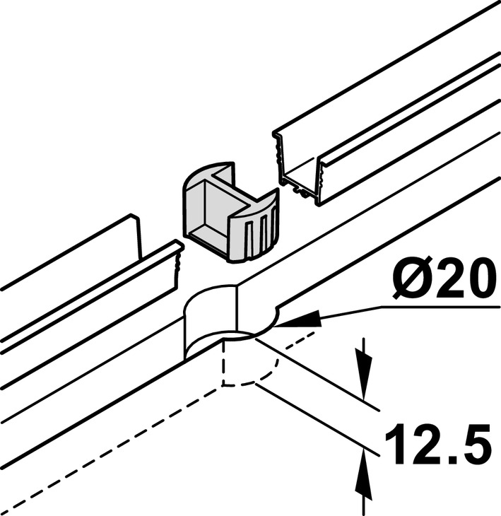 Tambour Door Centre Stop Pl Blk