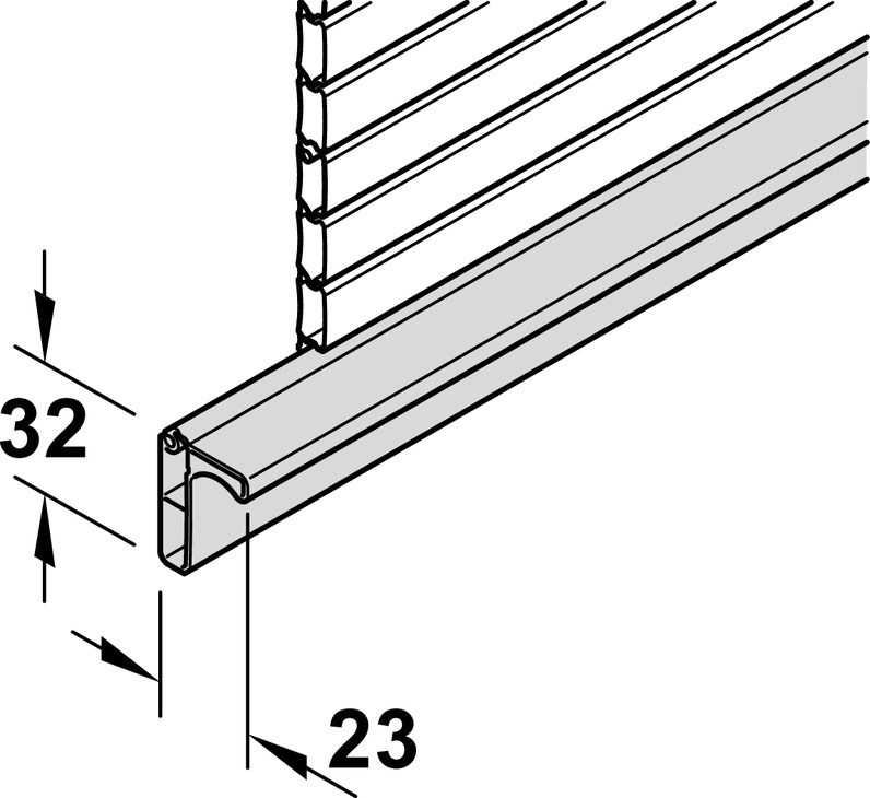 Tambour Door Hdl Profile 2300mm Pl Gry