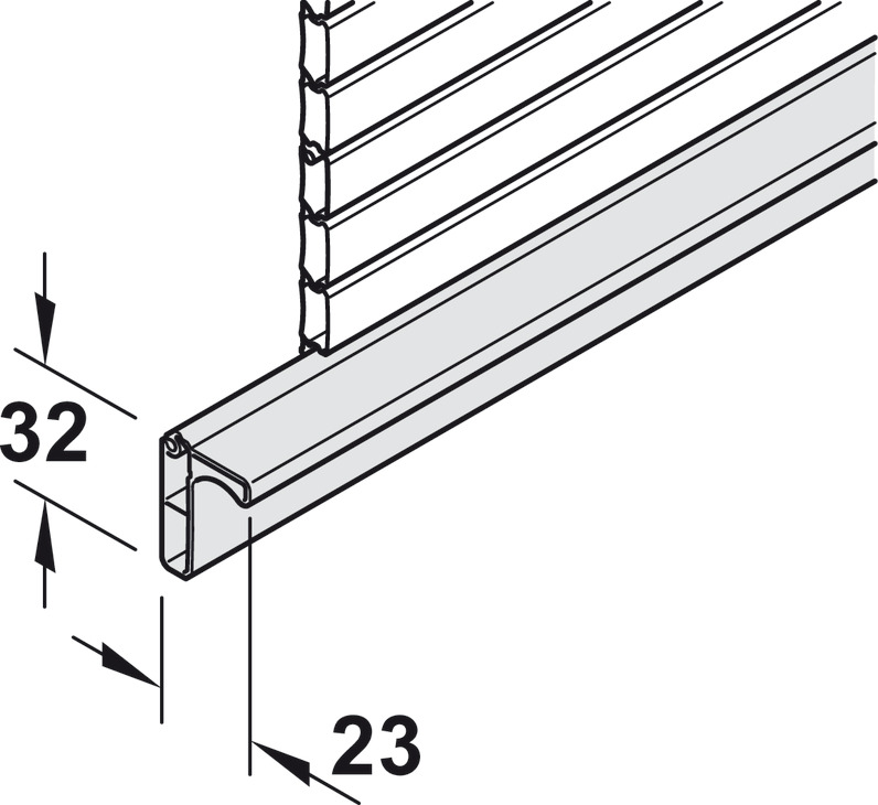 Tambour Door Hdl Profile 2300mm Pl Gry