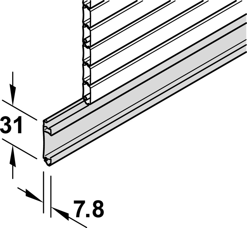 Tambour Door Con.Hdl Profile 2.3m Pl Gry