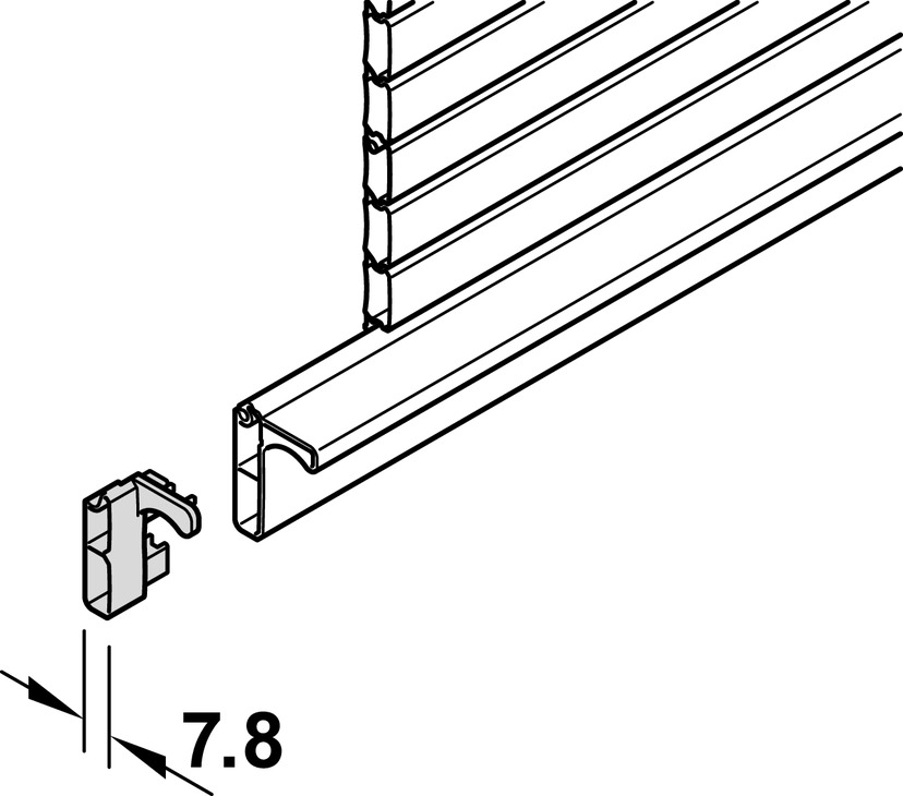 Tambour Door Hdl Profile Guide LH Pl Gry