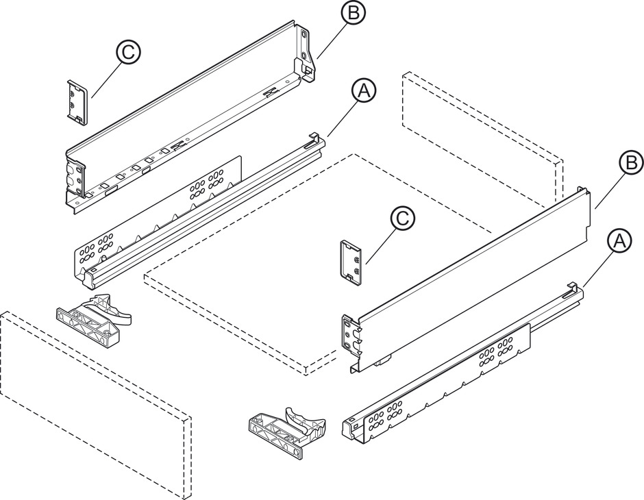 MX Std Sgl Drw Sides 150/400mm St Ant