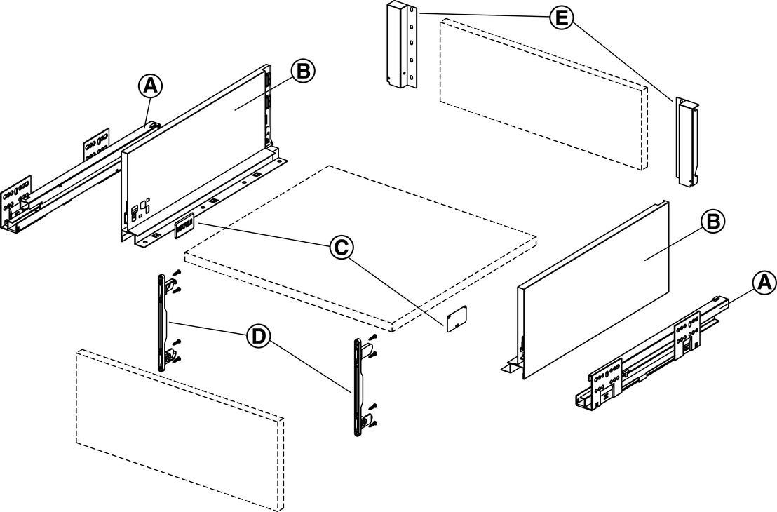 MXS Slim Std Drw Set 35kg 167/450mm Blk