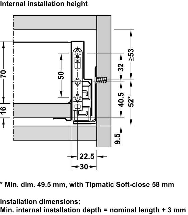 NPS FSC AsD Drw Std 40kg 90/500mm Stn