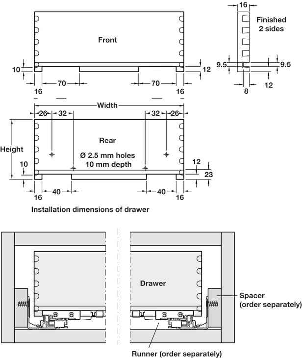 AsD Oak Drw In-Frm 16mm 440/90/1100mm
