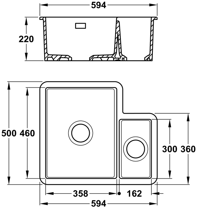 Bidbury&Co Ryeford 1.5B Sink RH HB Cer