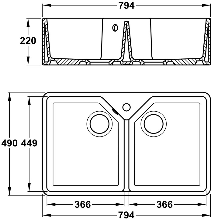 Bidbury&Co Alderly 2.0B Sink Ceramic Wht