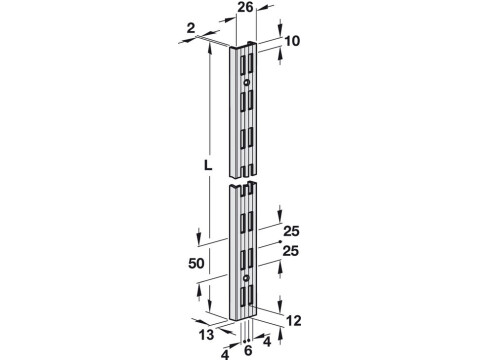 Supporting Channel, Length 995-2495 mm, Shoptec Shopfitting System