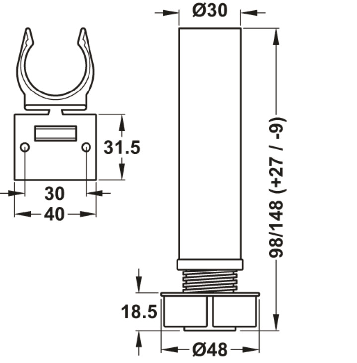 Plinth Feet Set (Leg +Clip) 100mm Pl Blk