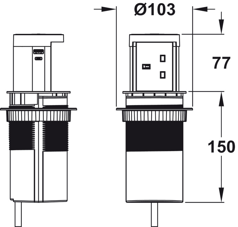 Powerdock PUp Qck Wless+Dual USB BlkAlu