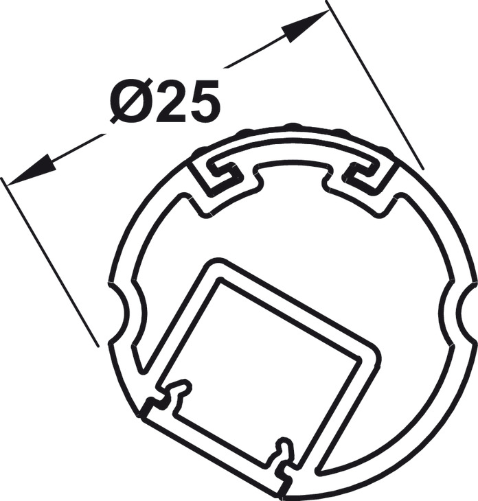 Loox W/Robe Profile D25mm 2.5m Pl/AA MB