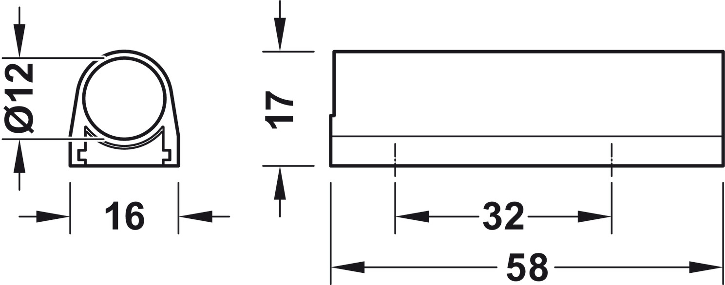 Loox Housing Swt 58x17x16mm Pl Pol Chr