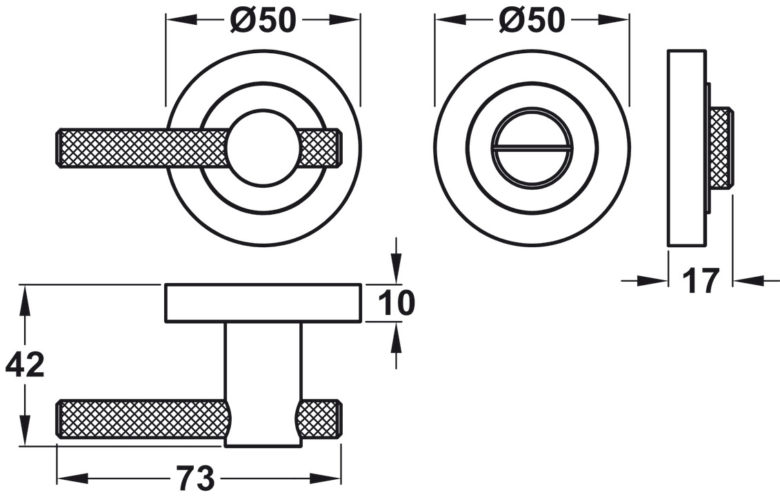 Bari D50mm Escutcheon WC/Turn ZA AB