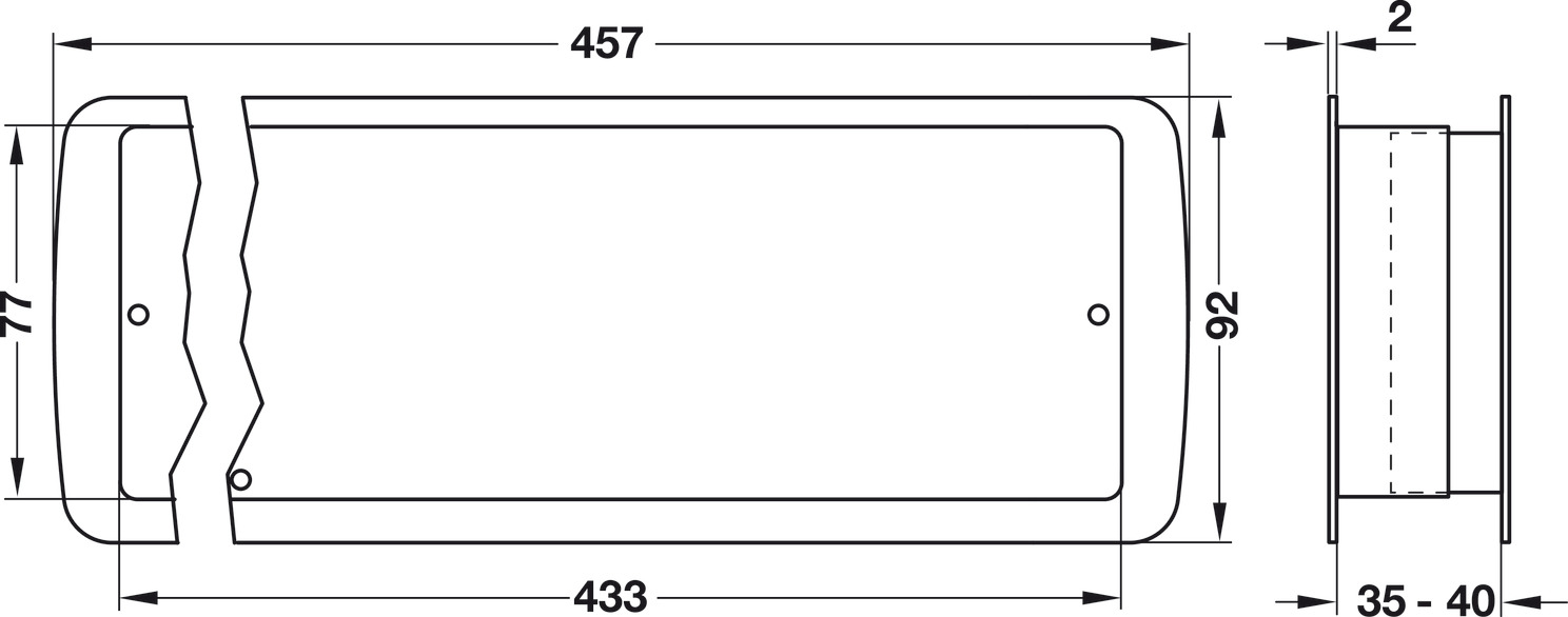 Door Vent Grille RM 457x92mm Pl Blk