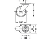 D125mm Castor Swivel wo Brake PL Galv/Wt