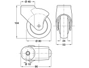 D80mm Castor Swivel wo Brake Pin Slv