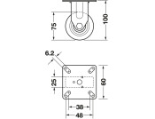 D75mm Castor Fixed wo Brake PL Galv